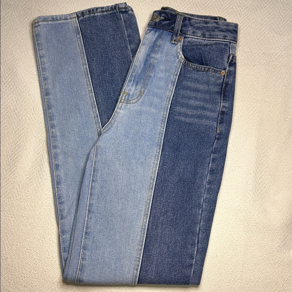PacSun Women's Two-Tone Blue Straight Leg Jeans